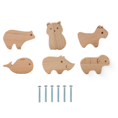  P00352-E Wooden beech animal cabinet knob wooden drawer handle towel bath room 