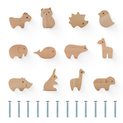 P00252-D Nordic wooden cute Animal kids cabinet handle animal design furniture drawer knobs dresser