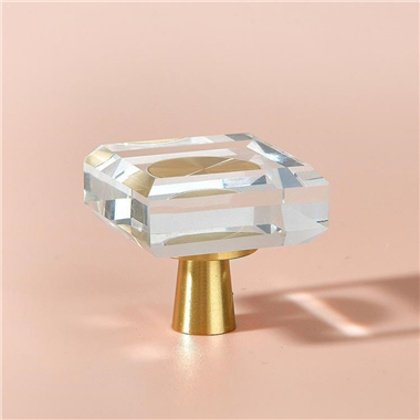 P00442 Cabinet Door Drawer Wardrobe Modern Luxury Single Hole Small Handle Brass Alloy Crystal Glass