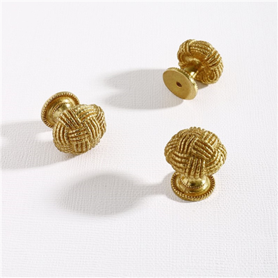 P00122 Solid Brass Knit Cabinet Knobs Vintage Gold Pulls Dresser Handle Cabinet