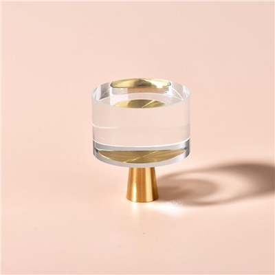 P00445 Round Brass Cyrstal Shape Diamond Pattern Furniture Knob for Bedroom Kitchen