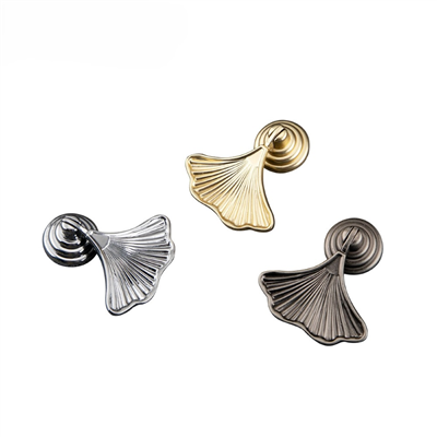 P00467 Zinc Alloy furniture hardware drawer single hole pull creative fan-shaped small pull ginkgo l