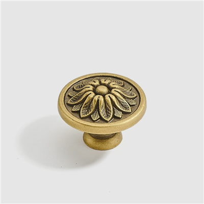 P00484 Hardware accessories die-cast Brass retro clothes cabinet door drawer handle metal single hol