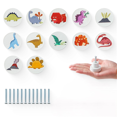 P00252-A Wooden Animals Dinosaur Dresser Drawer Knob Hand Painted Wood Cabinet Cupboard Door Knobs C