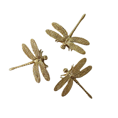 P00012 Brass Dragonfly Cabinet handle Golden Tone Cupboard Door Knobs