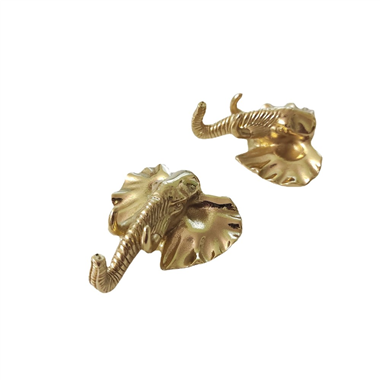 P00202 Brass Elephant Head Knobs Single Hole Pull Handles for Drawer Cabinet Cupboard Door 