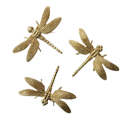 P00357 Unique Brass Insert Pull handle Gold Plated Dragonfly Brass cabinet Knobs Fancy Wardrobe knob