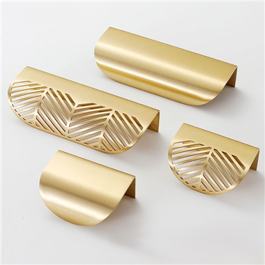 P00596 Leaf Shape Furniture Cupboard Cabinet Wardrobe Drawer Pull Knob Solid Brass Door Handle Hardw