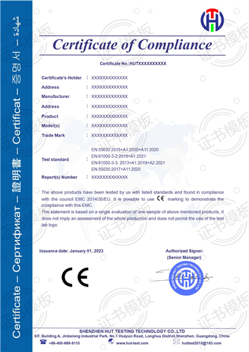 General CE Certificate Template