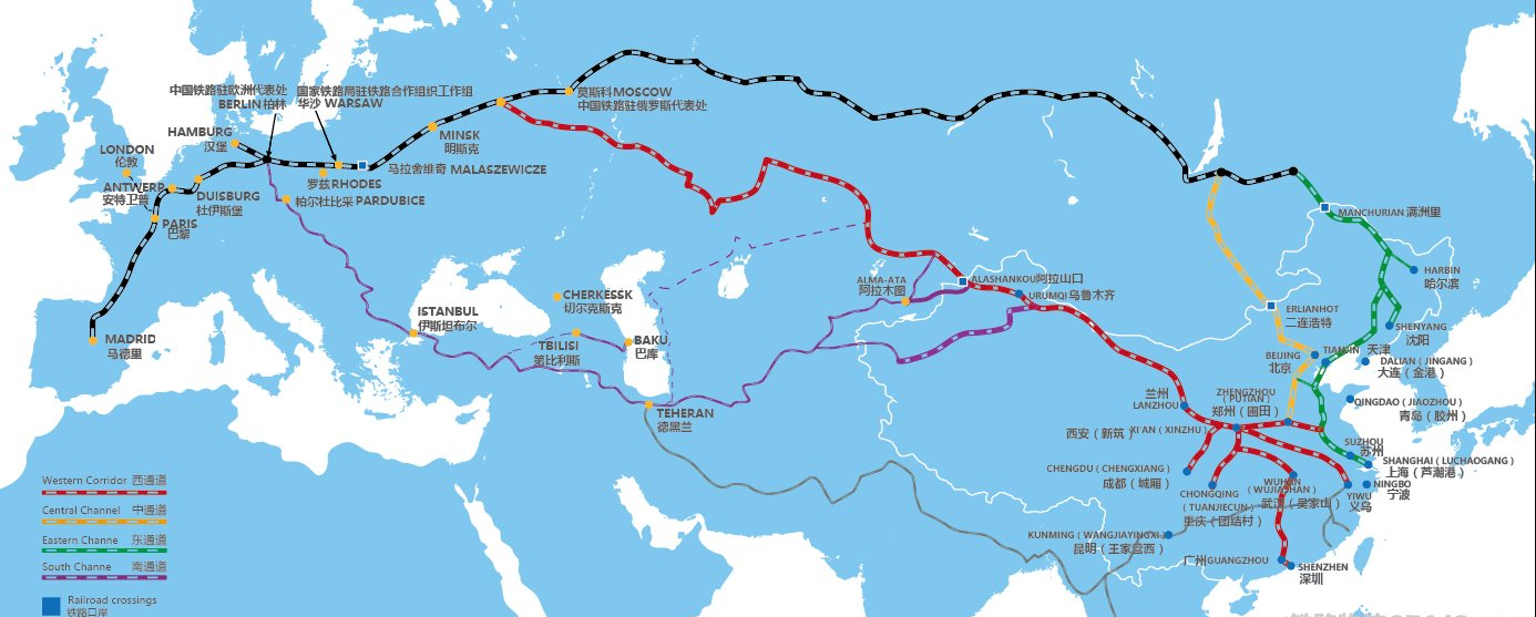 中欧铁路线路地图高清图片