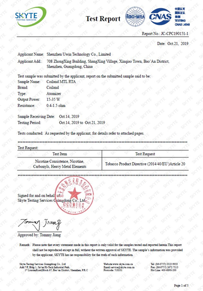 TPD Certificate-Shenzhen Uwin Technology Co., Limited